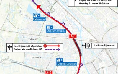 Wegwerkzaamheden A2 | Hoofdrijbaan A2 richting Amsterdam 2 weekenden afgesloten vanaf knooppunt Oudenrijn