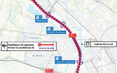 Wegwerkzaamheden A2 | Hoofdrijbaan A2 Leidsche Rijntunnel beide richtingen afgesloten | Maandagnacht 2 juni